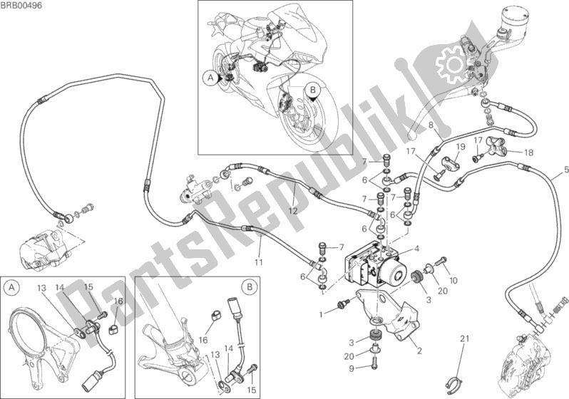 Tutte le parti per il Sistema Di Frenatura Antibloccaggio (abs) del Ducati Superbike 1299S ABS 2016